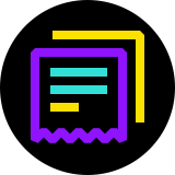 Yellow and purple documents logo