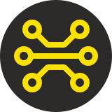 Yellow circuit board logo
